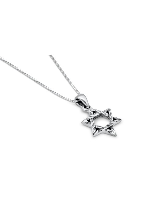 Collier Magen David en argent avec embellissement élégant, argent sterling F
