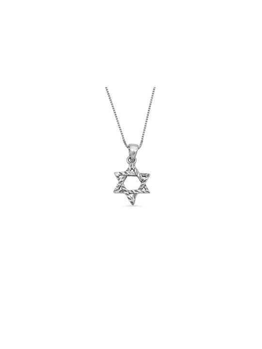 שרשרת כסף מגן דוד עם עיטור אופנתי, כסף סטרלינג F
