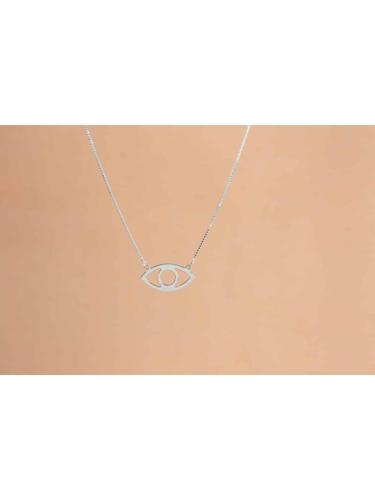 Pendentif creux en argent sterling contre le mauvais œil, collier familial en argent sterling