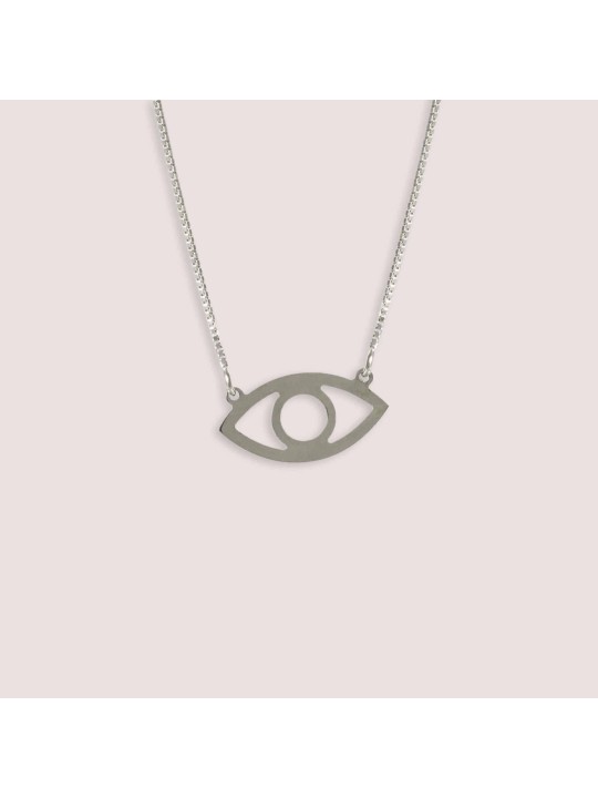 Sterling Silver Hollow Evil Eye Pendant , Sterling Silver Family Neckl