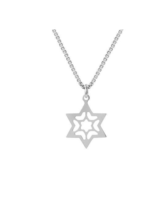 Pendentif en argent creux Magen David, colliers de famille en argent sterling,