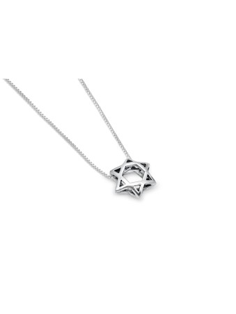 Chunky Silver Star of David Necklace , Sterling Silver Family Necklace