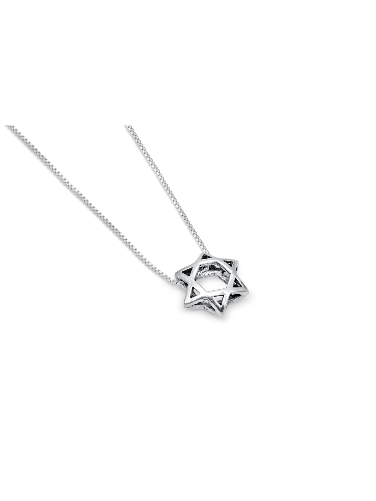 Collier étoile de David en argent chunky, collier familial en argent sterling