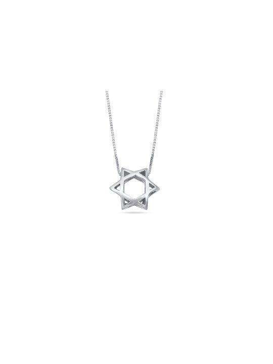 Collier étoile de David en argent chunky, collier familial en argent sterling