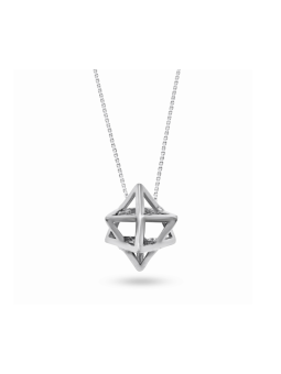 Pendentif en argent Merkaba étoile de David 3D, collier familial en argent sterling