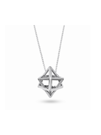 3D Merkaba Star of David Silver Pendant , Sterling Silver Family Neckl