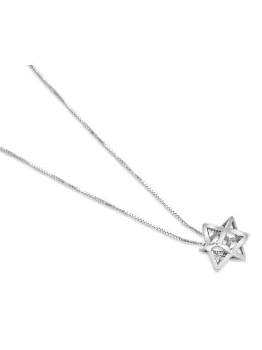 Pendentif en argent Merkaba étoile de David 3D, collier familial en argent sterling