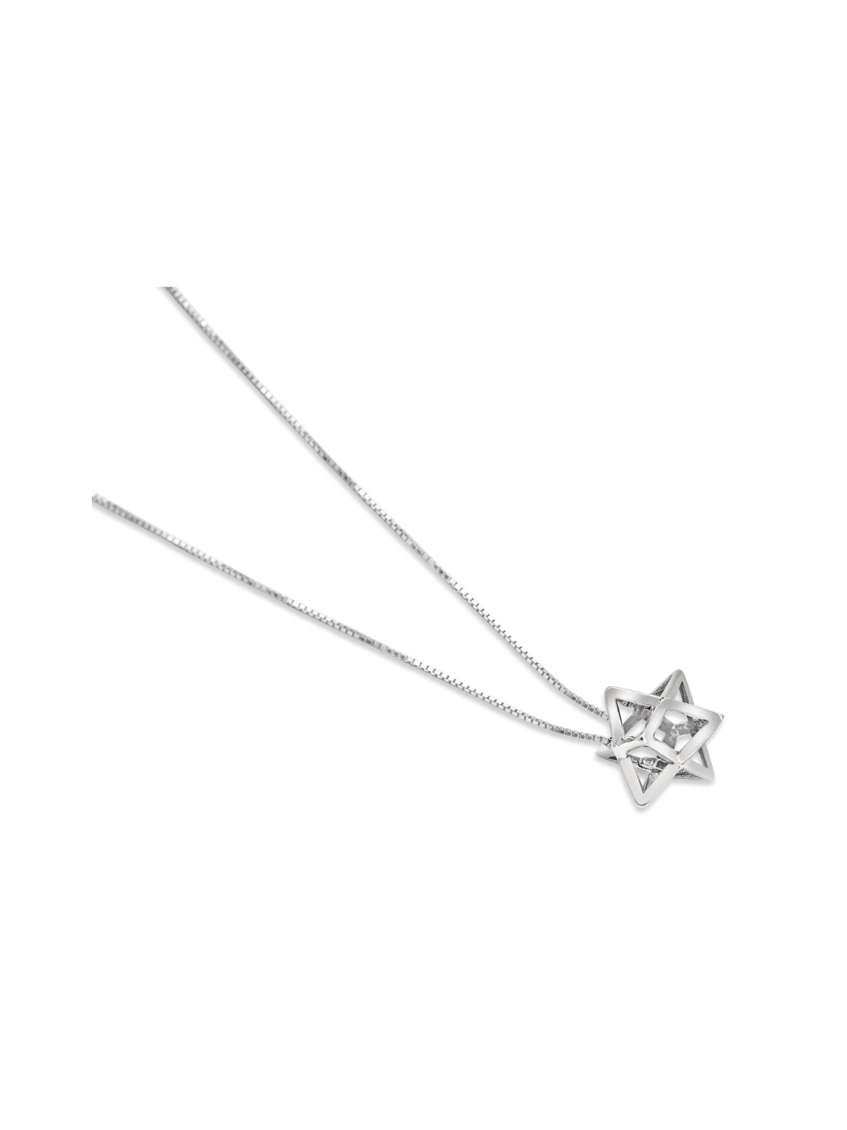 3D Merkaba Star of David Silver Pendant , Sterling Silver Family Neckl
