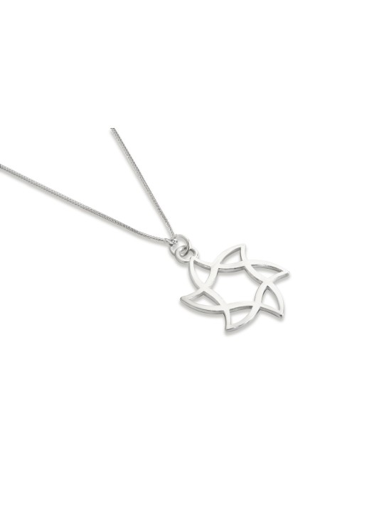 Curvy Star of David Silver Necklace , Sterling Silver Family Necklaces