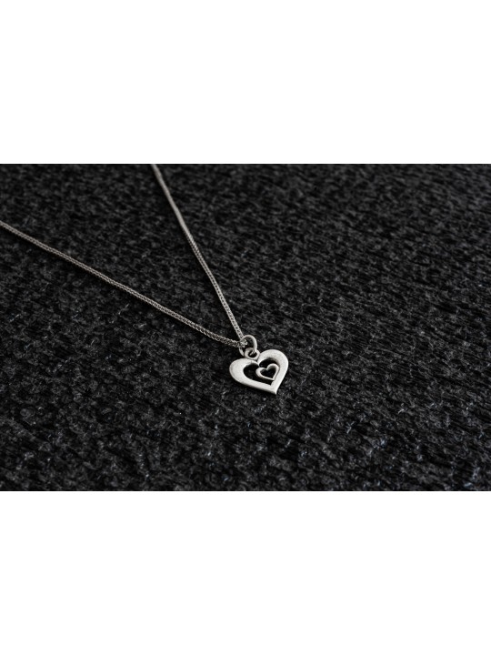 Collier en argent sterling double cœurs, collier familial en argent sterling
