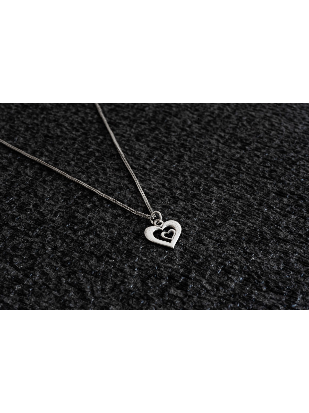 Double Hearts Sterling Silver Necklace , Sterling Silver Family Neckla