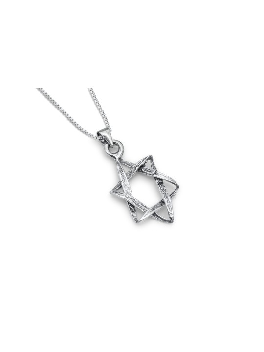 Superbe pendentif étoile de David en deux dimensions, famille en argent sterling