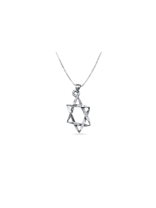 Superbe pendentif étoile de David en deux dimensions, famille en argent sterling