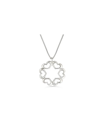 Grand pendentif coeurs étoile de David, colliers de famille en argent sterling