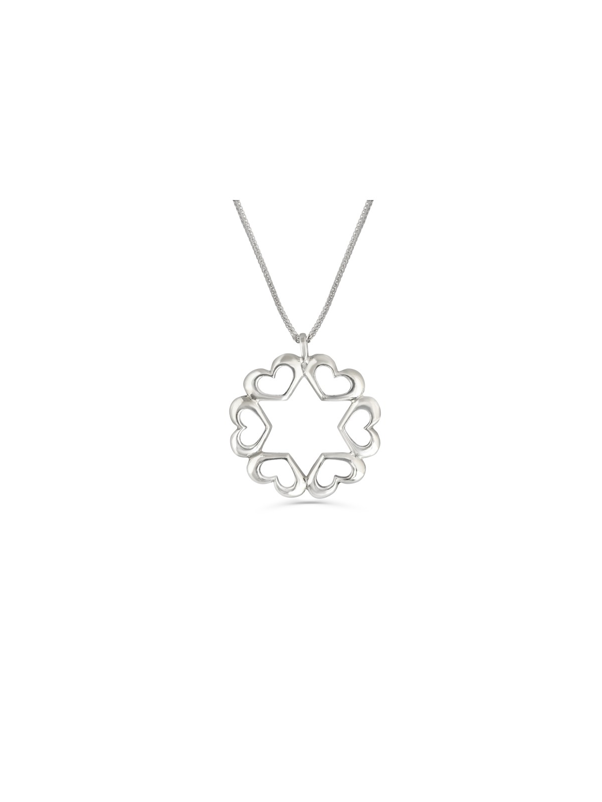 Large Star of David Hearts Pendant , Sterling Silver Family Necklaces