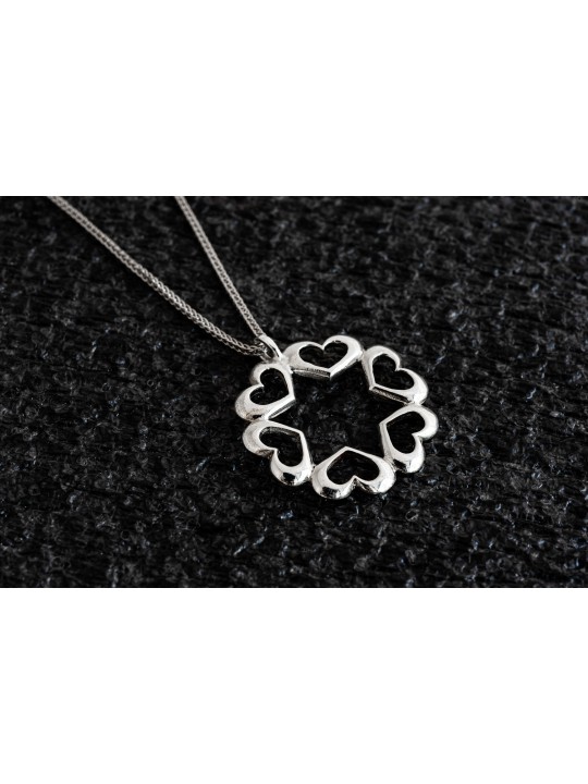 Large Star of David Hearts Pendant , Sterling Silver Family Necklaces