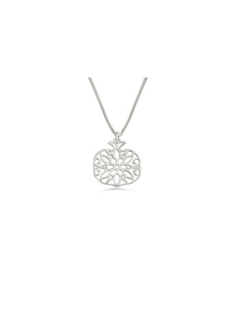 Small Hollow Pomegranate Silver Necklace , Sterling Silver Family Neck