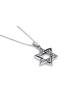 Collier Magen David décoré en argent de taille moyenne, argent sterling F
