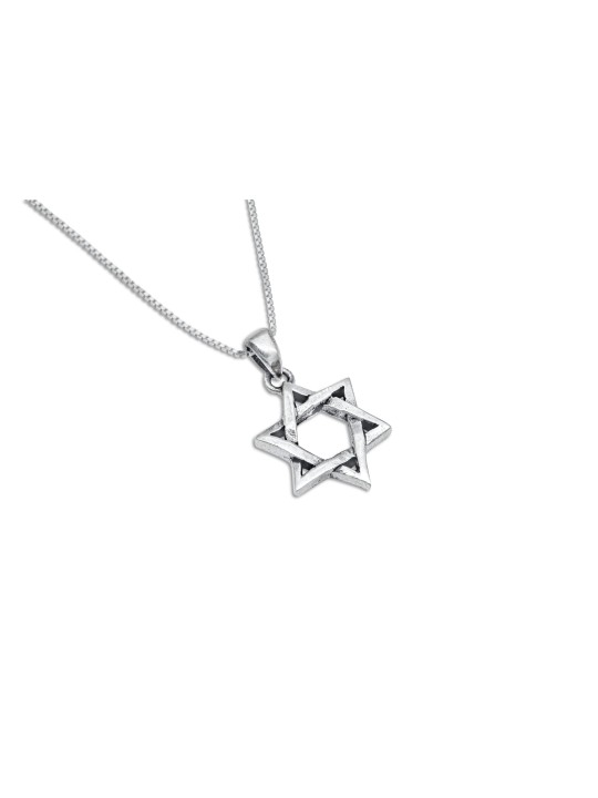 Pendentif étoile de David en argent sterling torsadé, famille en argent sterling