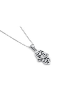 Small Hamsa Filigree Sterling Silver Pendant , Sterling Silver Family