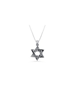 תליון מגן דוד גדול מכסף סטרלינג עם A, כסף סטרלינג F