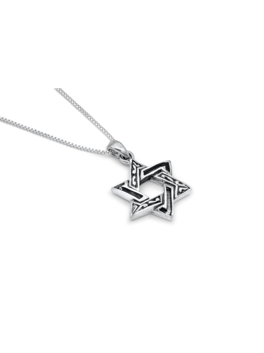 Grand pendentif étoile de David en argent sterling avec A, argent sterling F