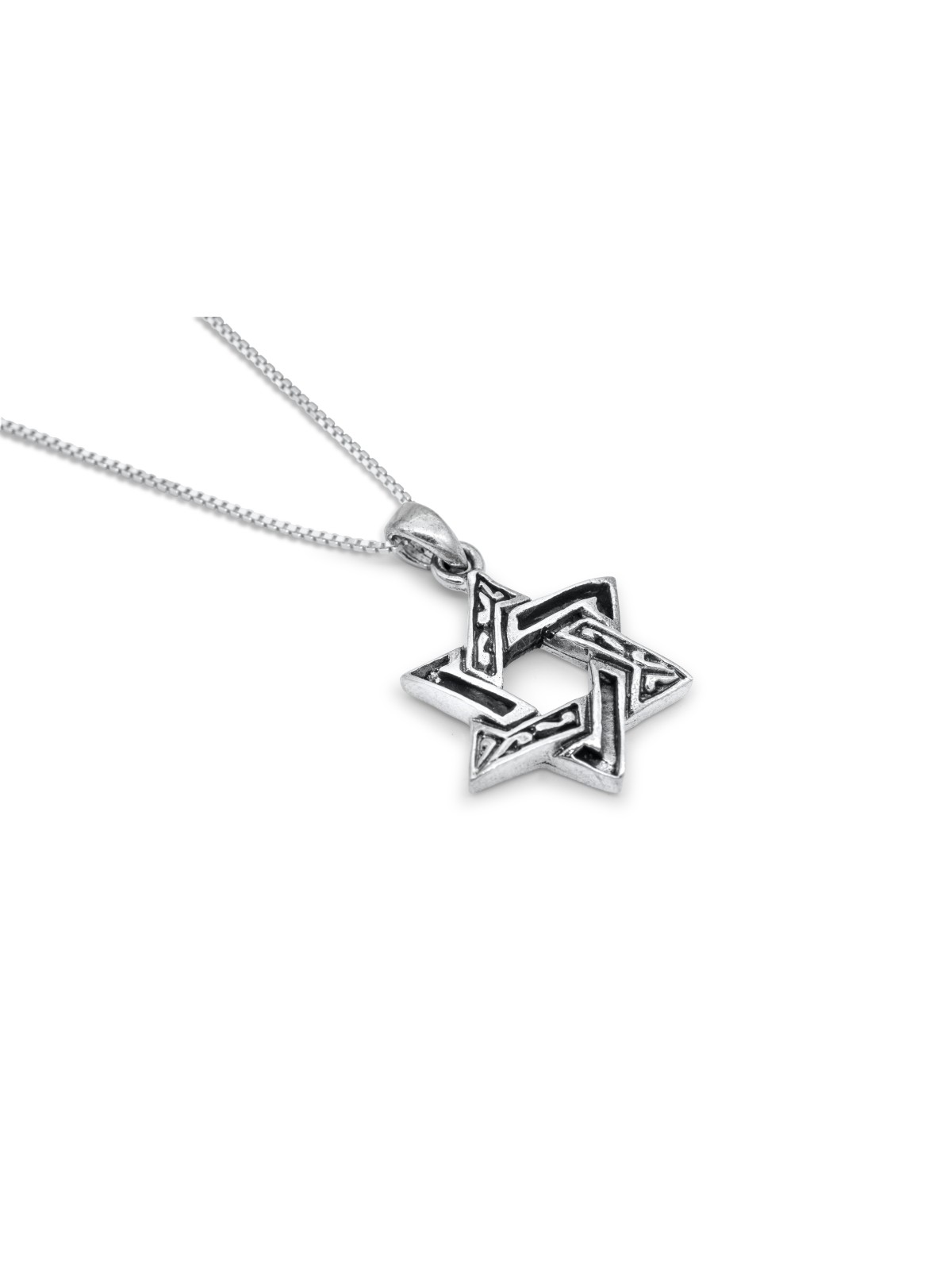 תליון מגן דוד גדול מכסף סטרלינג עם A, כסף סטרלינג F