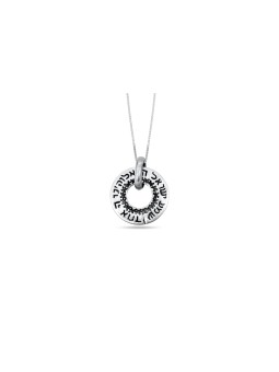 Pendentif écrit à la main en forme d’anneau en argent, collier familial en argent sterling