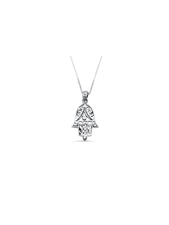 Pendan en argent sterling en filigrane Hamsa de taille moyenne, filigrane juif J