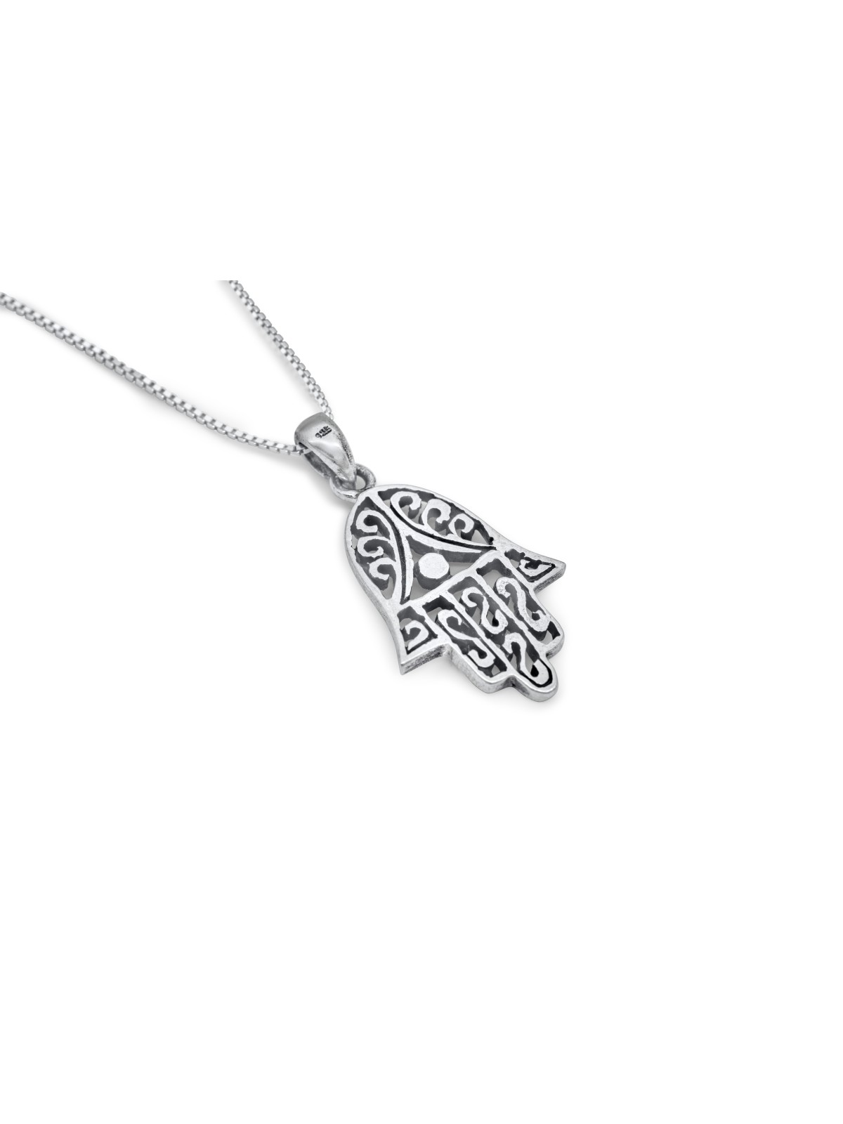 Medium-Sized Hamsa Filigree Sterling Silver Pendan , Jewish Filigree J