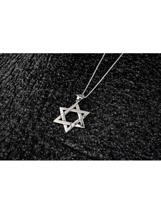 3D Star of David Silver Pendant , Sterling Silver Family Necklaces , I