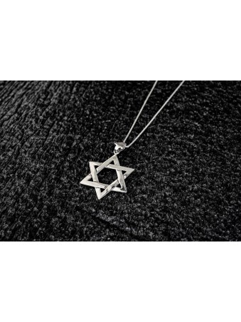 3D Star of David Silver Pendant , Sterling Silver Family Necklaces , I