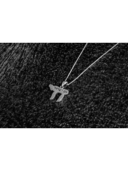 Pendentif Chai en argent avec le peuple des lettres israéliennes, argent sterling F
