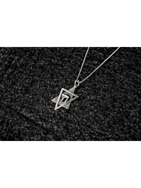 Collier étoile de David et Chai en argent, collier familial en argent sterling