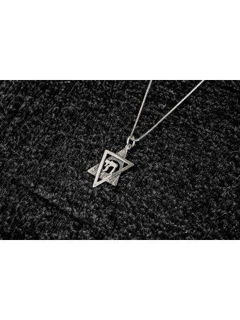 Silver Star of David and Chai Necklace , Sterling Silver Family Neckla