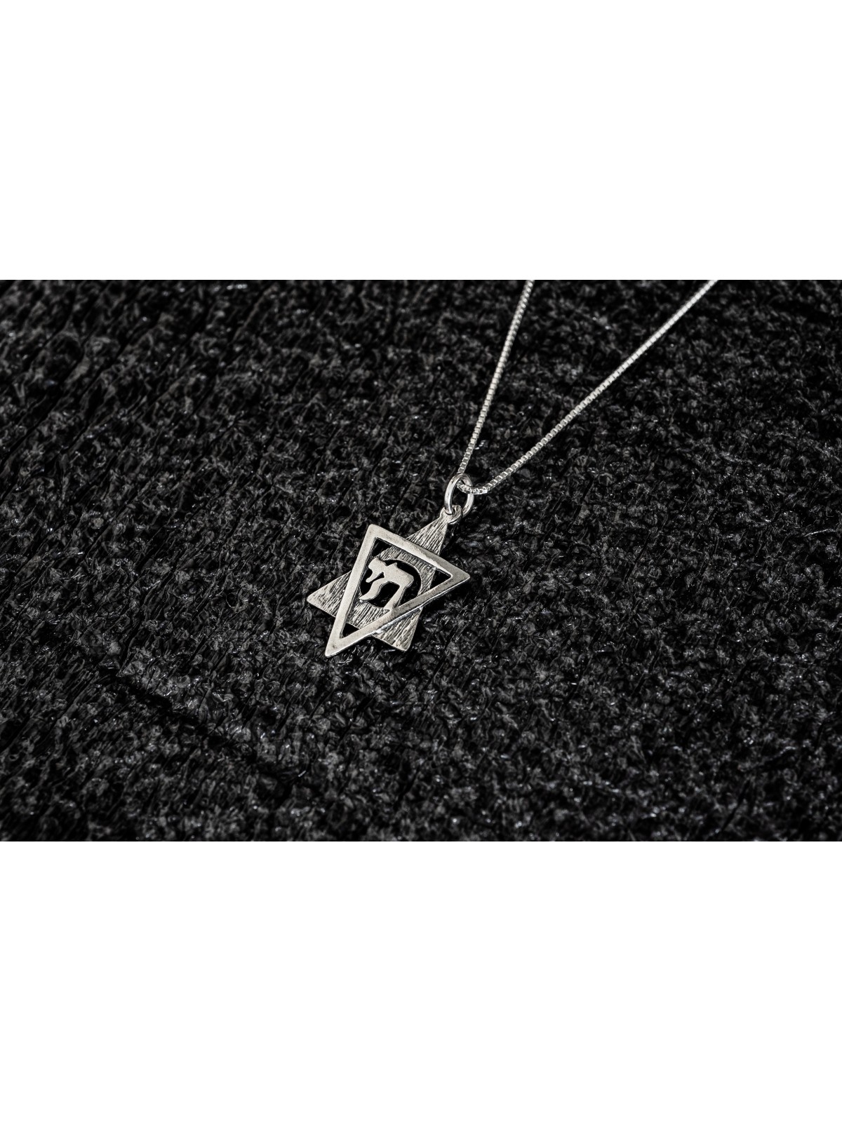 Silver Star of David and Chai Necklace , Sterling Silver Family Neckla