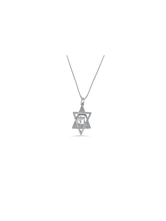Collier étoile de David et Chai en argent, collier familial en argent sterling