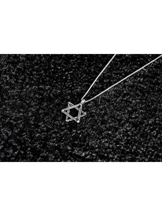 Pendentif étoile de David en argent avec ornements, famille en argent sterling