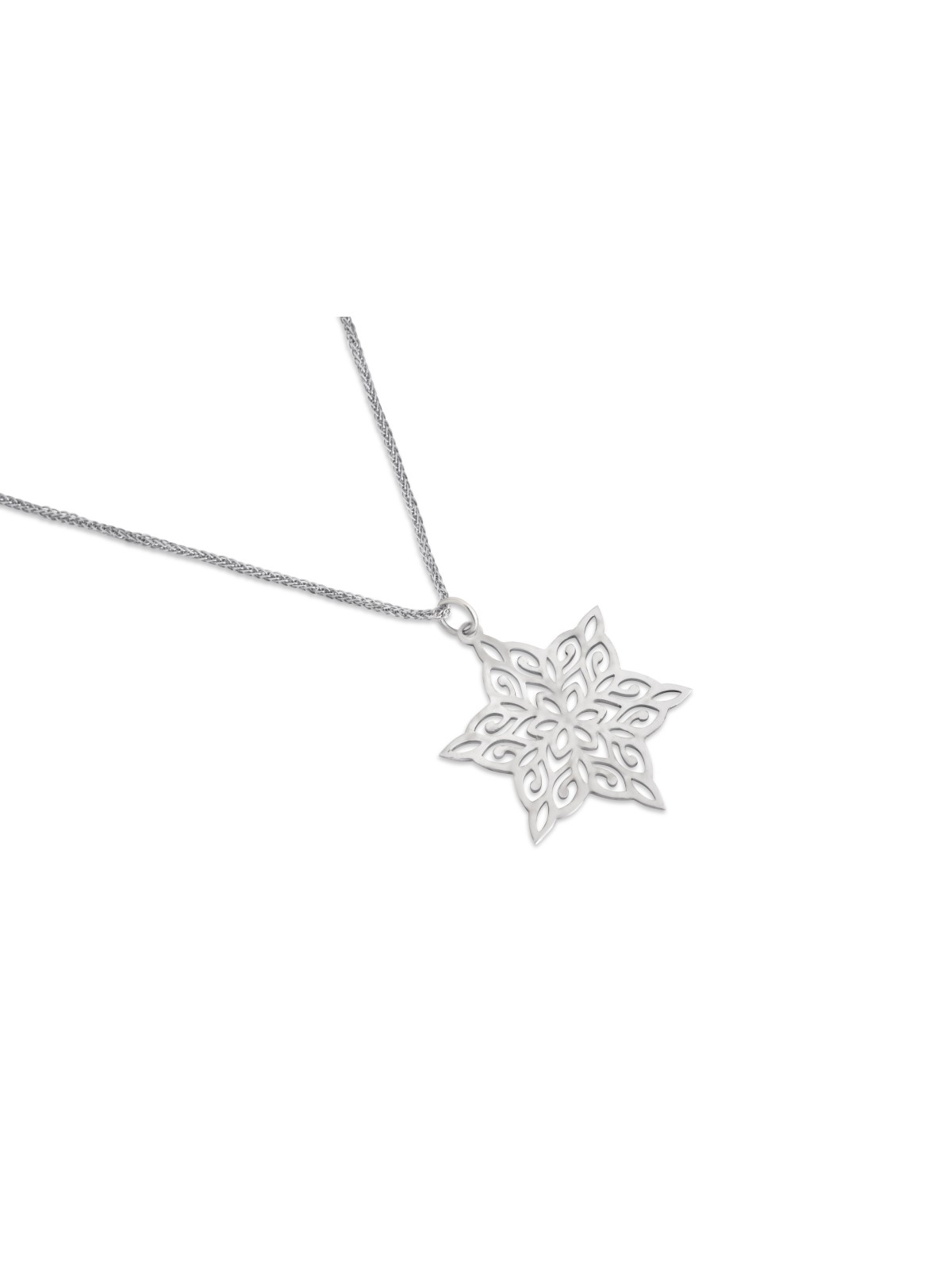Collier délicat flocon de neige étoile de David, bijoux juifs en filigrane,