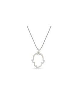 Sterling Silver Hamsa Cut-Out Necklace , Sterling Silver Family Neckla