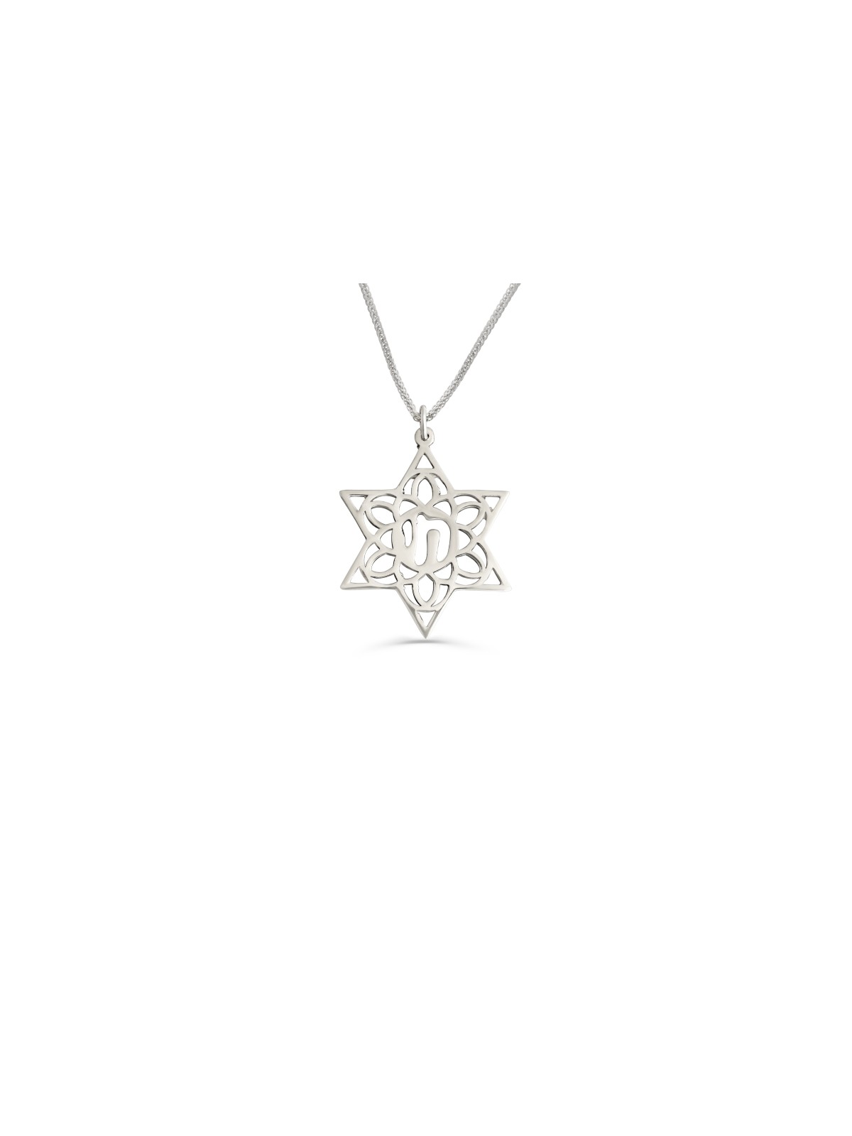 Sterling Silver Hollow Star of David Pendant , Sterling Silver Family