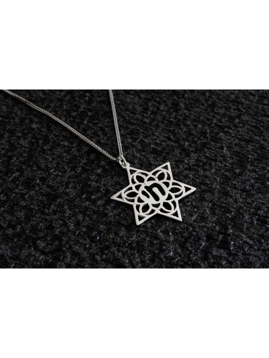 Sterling Silver Hollow Star of David Pendant , Sterling Silver Family