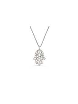 Small Hamsa Sterling Silver Pendant , Sterling Silver Family Necklaces