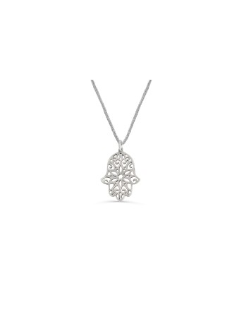 Small Hamsa Sterling Silver Pendant , Sterling Silver Family Necklaces