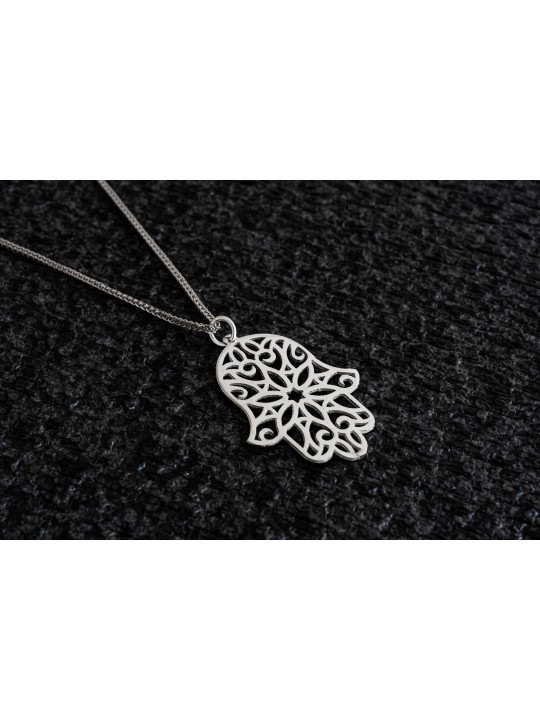 Grand collier en argent filigrane Hamsa, bijoux juifs en filigrane, Israël