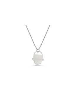 Pendentif Hamsa plat moderne en argent sterling, famille en argent sterling Nec