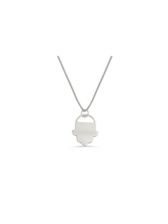 Pendentif Hamsa plat moderne en argent sterling, famille en argent sterling Nec