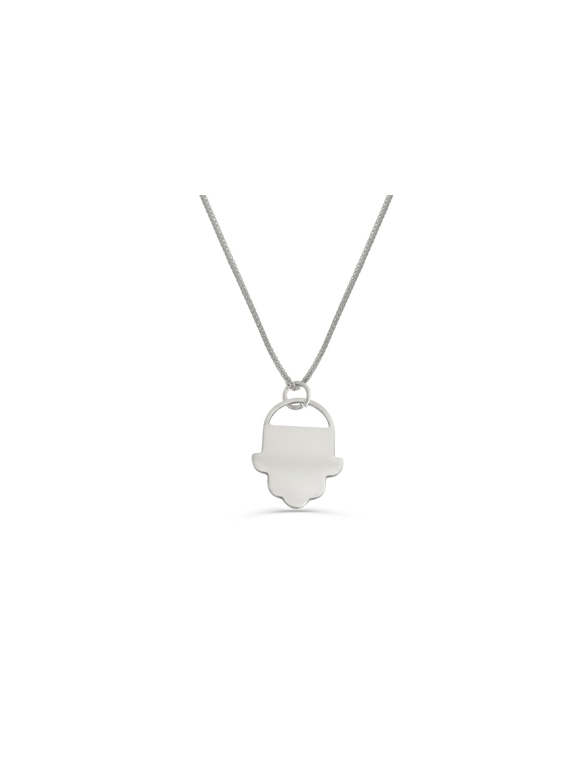 Pendentif Hamsa plat moderne en argent sterling, famille en argent sterling Nec