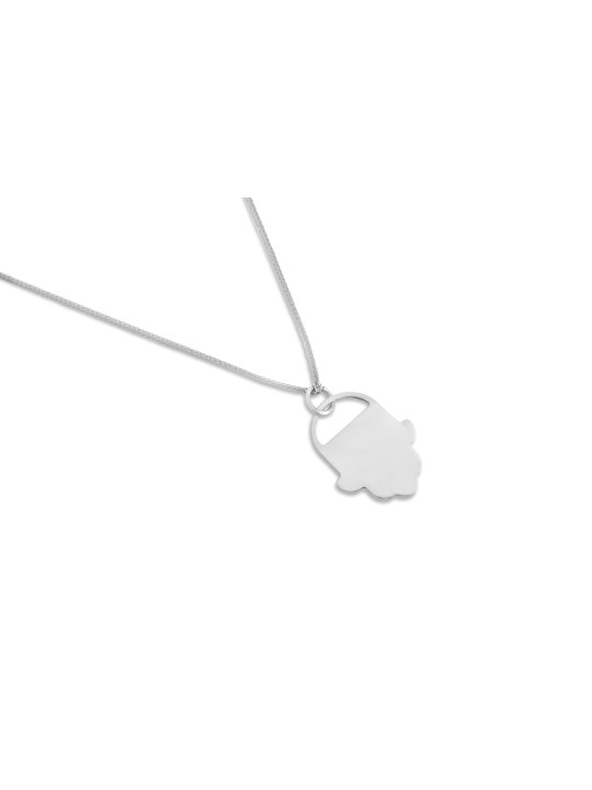 Pendentif Hamsa plat moderne en argent sterling, famille en argent sterling Nec