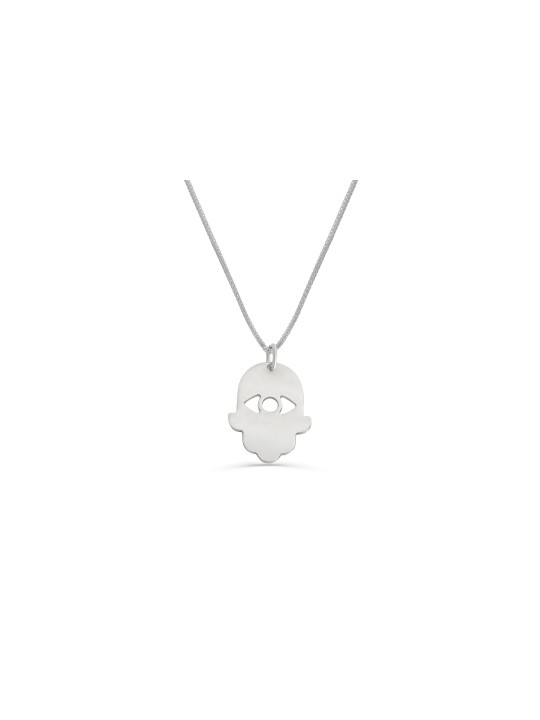 Unique Sterling Silver Hamsa Pendant , Sterling Silver Family Necklace